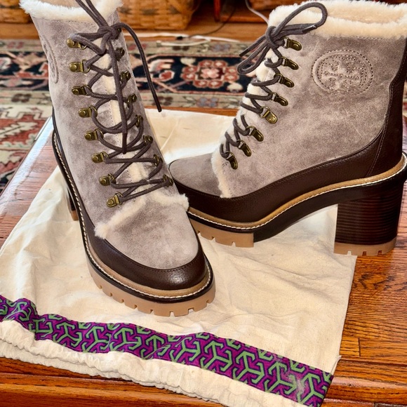 Tory Burch Miller Shearling Lug-Sole Ankle Boot 8.5M